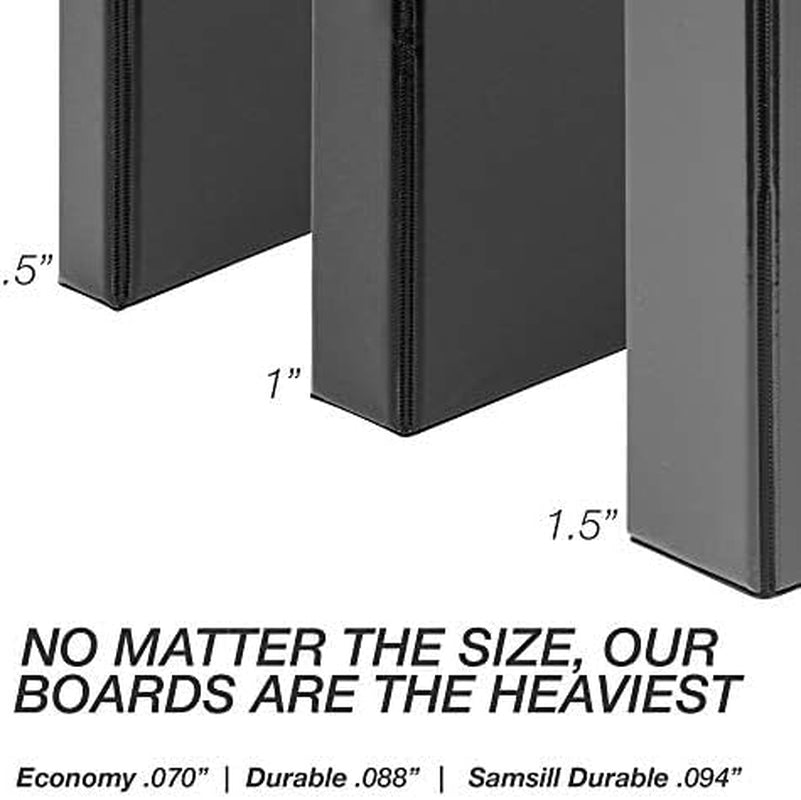 Durable 1 Inch 3 Ring Binder, D Ring Binder, 100% Recycled Chipboard, Black, 12 Pack